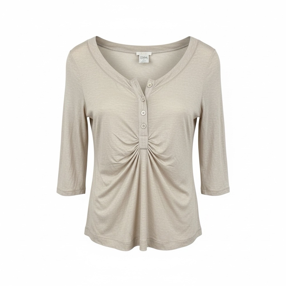 Chloe tan 3/4 sleeves linen top
